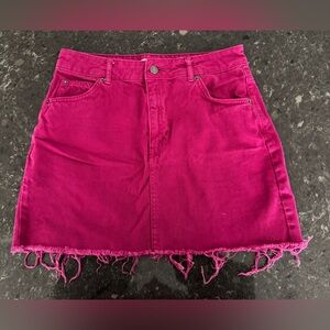 Topshop Women's Pink Denim Skirt